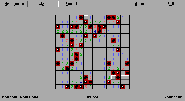 Kaboom! Accidentally clicking a mine will trigger a chain reaction and blow all the mines